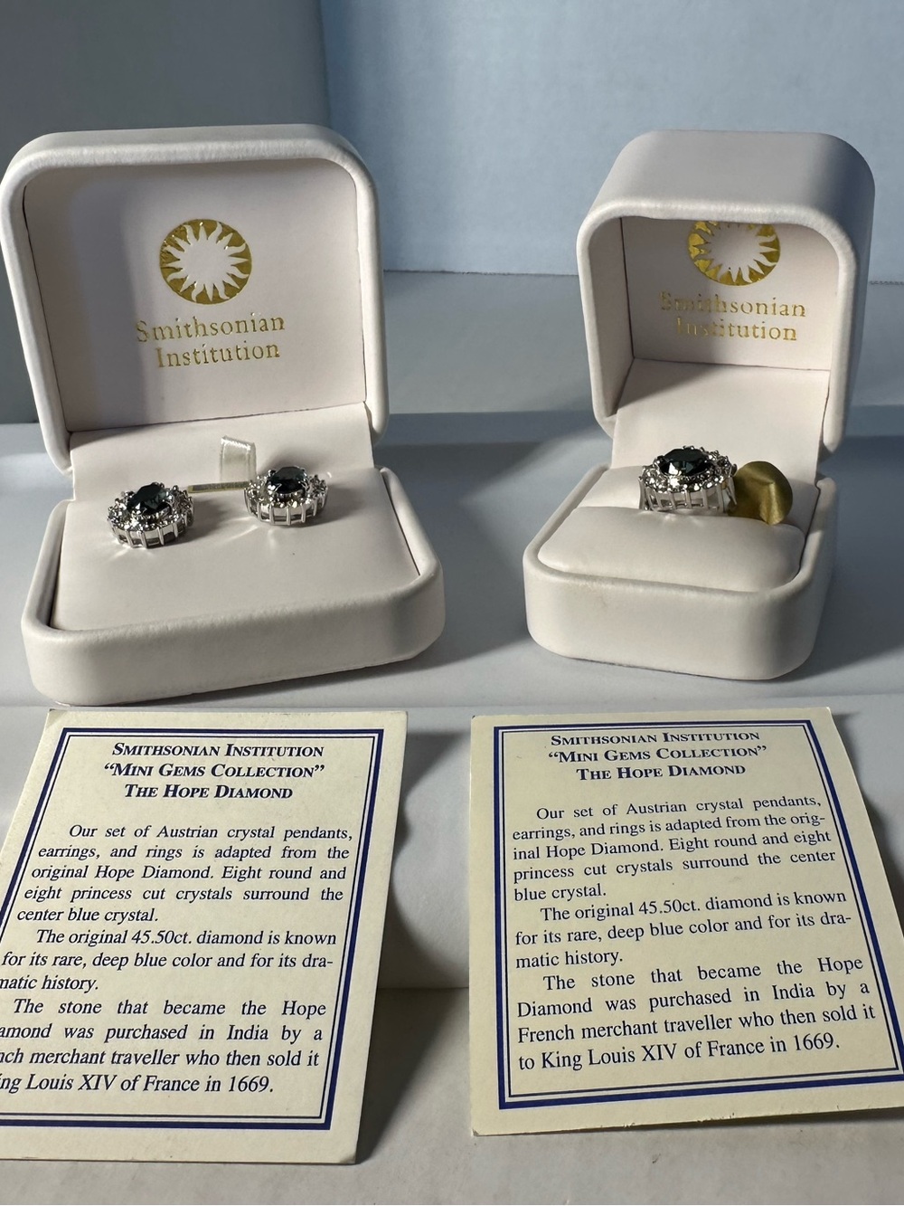 Hope Diamond Style Ring and Earrings Set -Austrian crystal